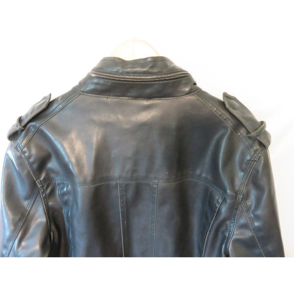 Levi’s Men Faux Leather Jacket Sz M Full Zip Rider Trucker Hooded Motorcycle - Picture 15 of 16